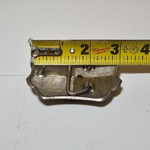 Vintage Western Embossed Belt Buckle Cabochon Orange Agate Scroll Design Unisex - Picture 7 of 9